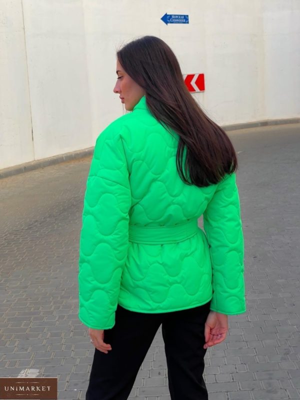 Приобрести салатовую женскую стёганную куртку на запах (размер 42-52) в Украине