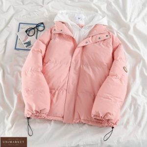 Замовити онлайн рожеву куртку з капюшоном для жінок