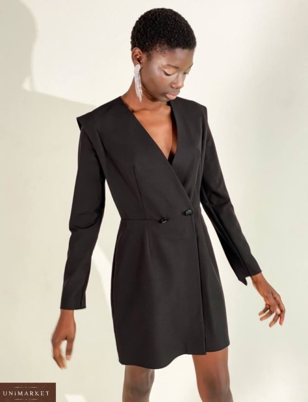 Замовити вигідно жіноче костюмне плаття-піджак чорного кольору