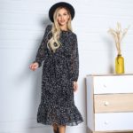 Придбати чорне жіноче плаття з шифону в дрібні квіти онлайн