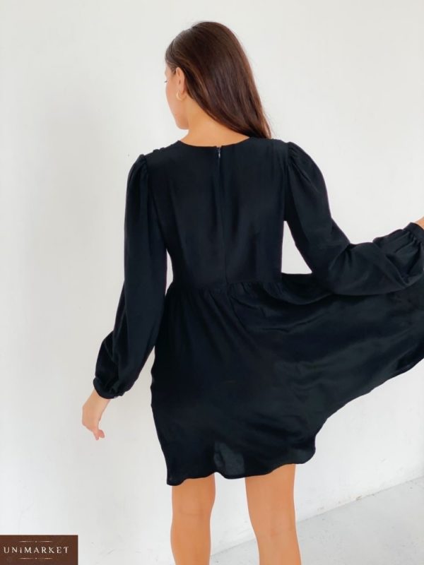 Придбати вигідно чорне плаття з матового шовку для жінок