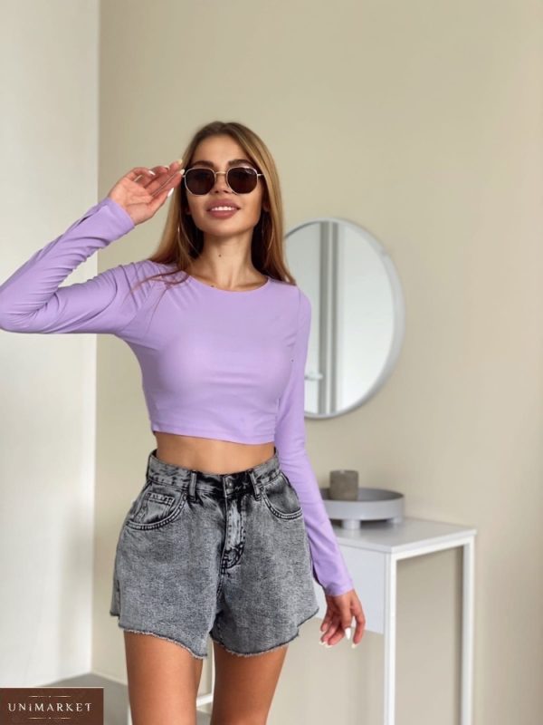 Купить в интернете лиловый женский топ с длинным рукавом