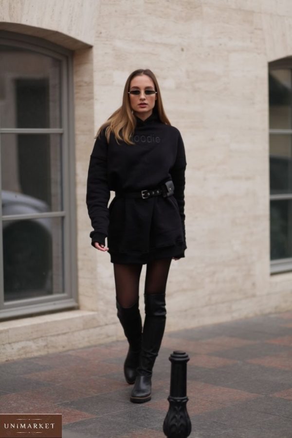Замовити чорне тепле подовжене худі жіноче з вишивкою в Україні