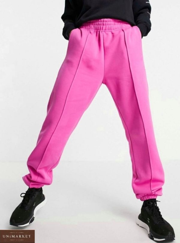 Заказать женские розовые тёплые спортивные штаны по скидке
