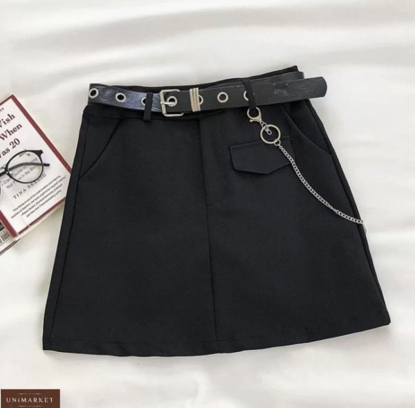 Купить черную женскую классическую юбку мини онлайн