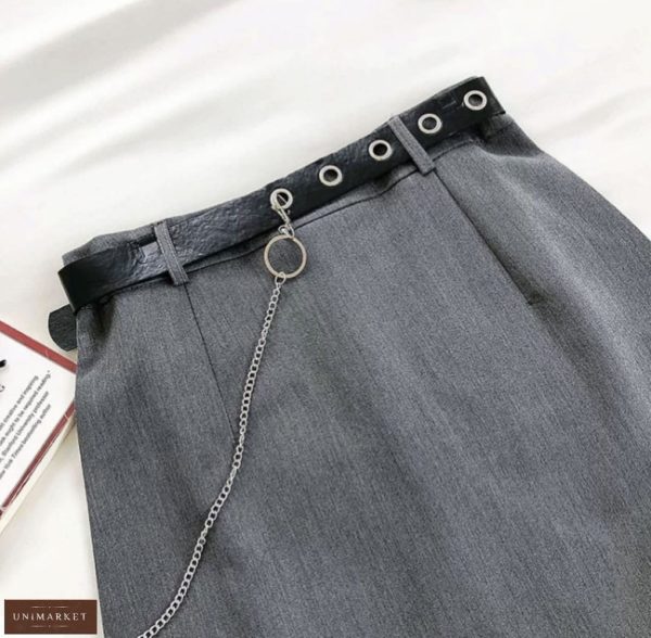 Заказать по низким ценам классическую юбку мини серую женскую