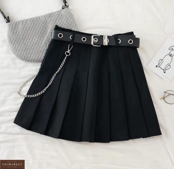 Приобрести черную онлайн юбку гофре с поясом для женщин