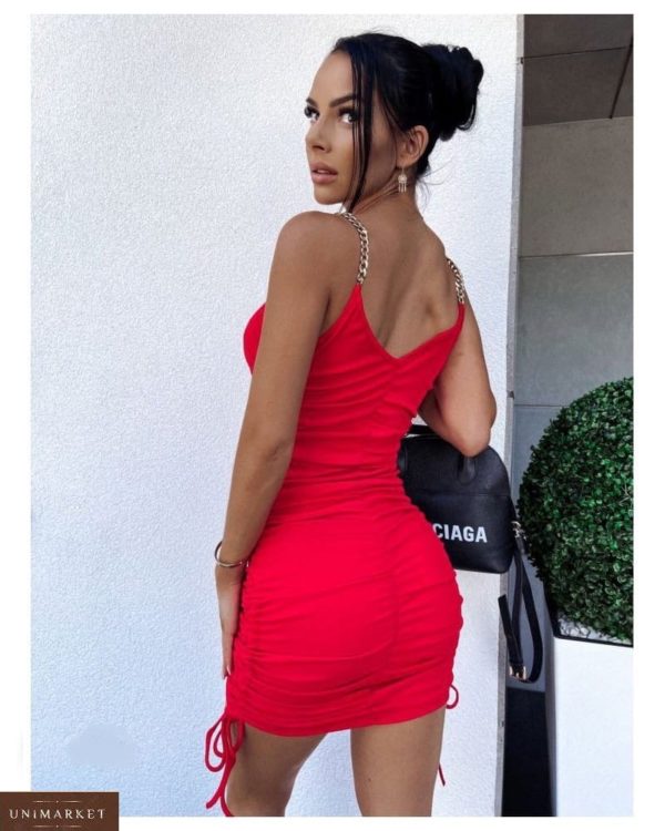 Купить красное женское платье мини со стяжкой онлайн