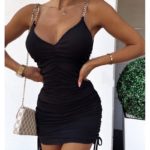 Замовити по знижці чорне плаття міні зі стягуванням для жінок