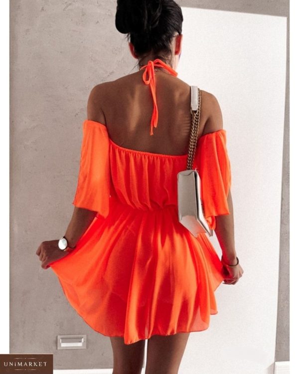 Придбати жіноче онлайн повітряне плаття з шифону оранж