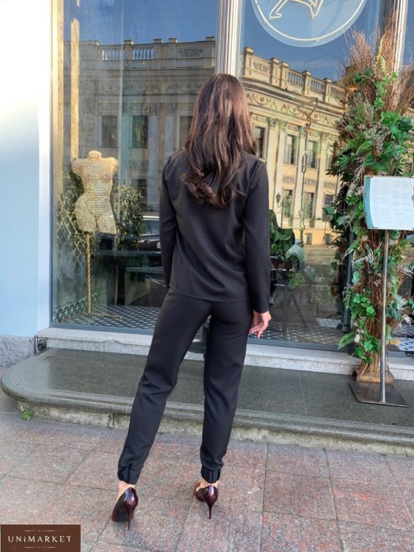 Приобрести черный женский костюм: кофта с брюками на резинке (размер 42-56) онлайн