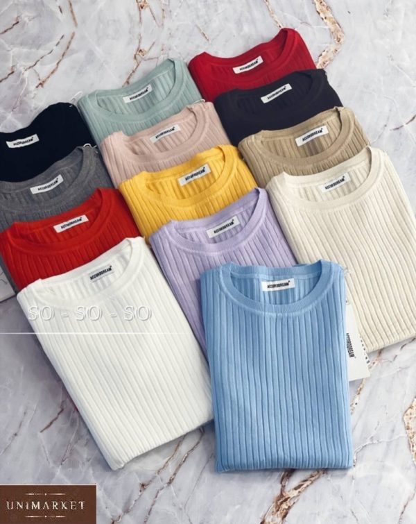Купити різних кольорів жіночий тонкий светр з трикотажу «локшина» в Україні