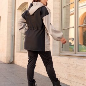 Придбати чорну, сіру куртку двобарвне з куліскою (розмір 48-70) в інтернеті для жінок