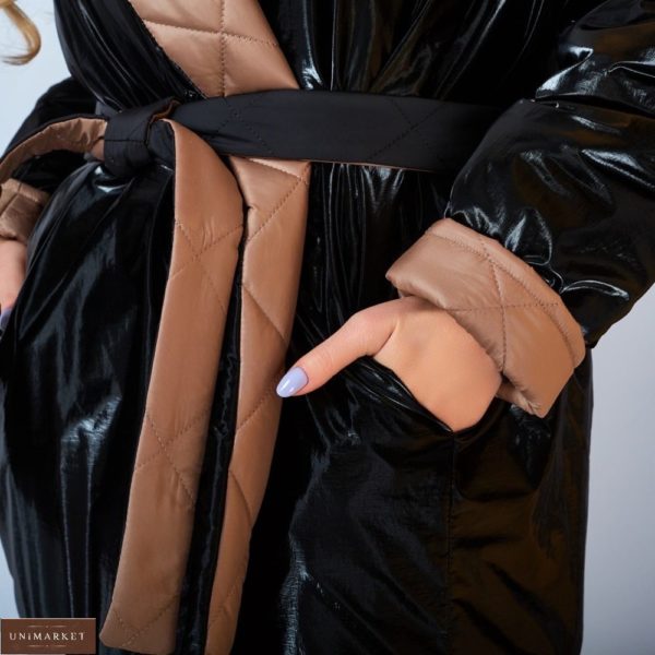Замовити чорну жіночу двосторонню куртку трансформер (розмір 42-62) по знижці
