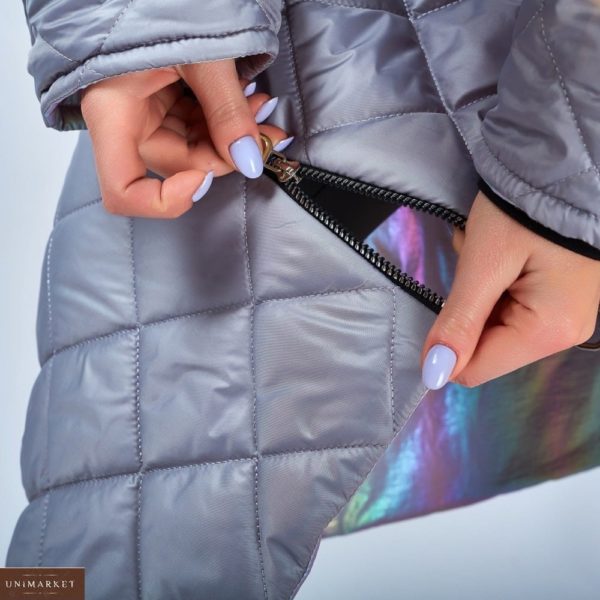 Купить серую женскую двустороннюю куртку трансформер (размер 42-62) онлайн