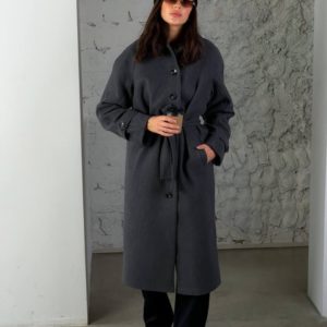 Замовити графіт жіноче кашемірове пальто на ґудзиках (розмір 42-48) по знижці