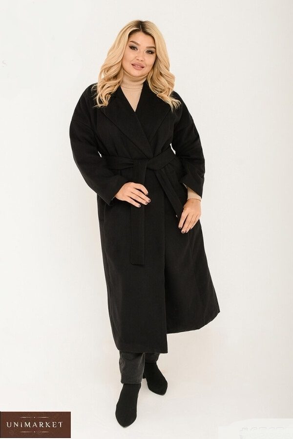 Купить выгодно женское кашемировое пальто со стеганной подкладкой (размер 42-58) черное