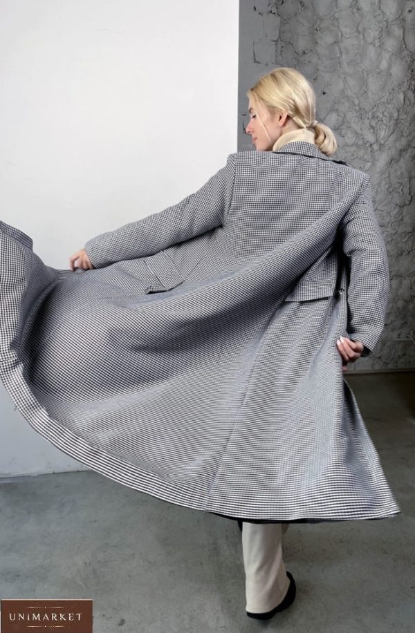Приобрести онлайн женское утепленное пальто в клетку (размер 42-58) черно-белое