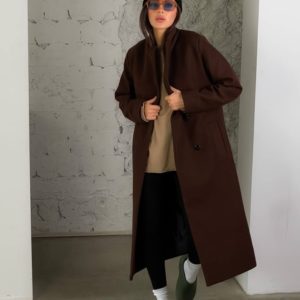 Придбати недорого жіноче кашемірове пальто з додаванням вовни (розмір 42-52) коричневе