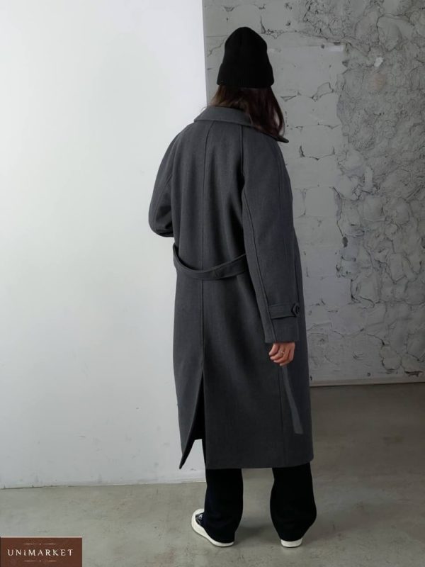 Купити онлайн сіре кашемірове пальто на ґудзиках (розмір 42-48) для жінок