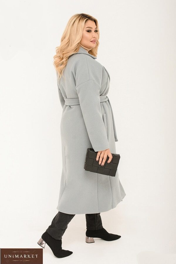 Придбати сіре кашемірове пальто зі стьобаної підкладкою (розмір 42-58) в інтернеті для жінок
