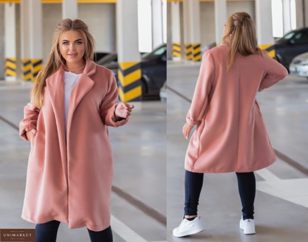 Купить терракотовое женское классическое пальто из эко-кашемира (размер 42-52) онлайн
