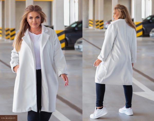 Заказать белое женское классическое пальто из эко-кашемира (размер 42-52) в интернете