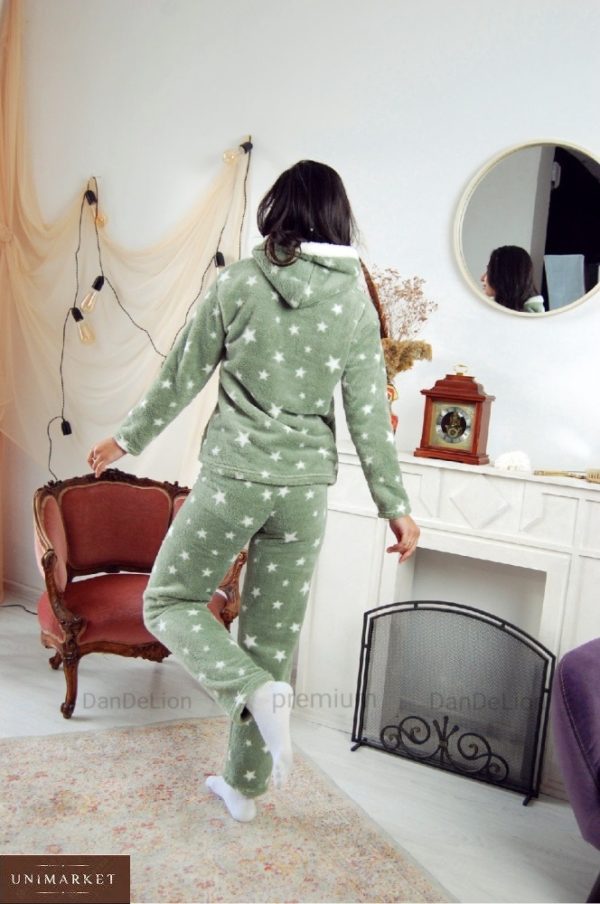 Приобрести по низким ценам теплую пижаму с капюшоном (размер 42-50) оливковую для женщин