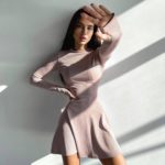 Замовити пудра жіноче трикотажне плаття міні в інтернеті