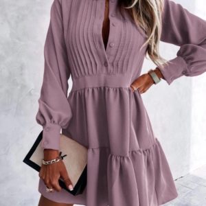 Купить онлайн женское свободное платье с рюшами (размер 42-56) фреза