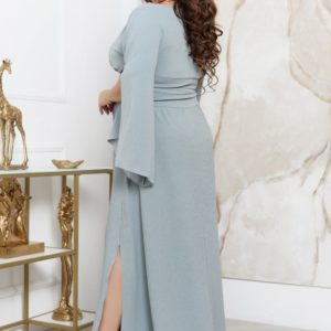 Купить по скидке серое длинное платье с люрексовой нитью (размер 48-70) для женщин