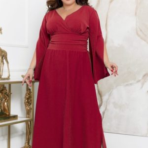 Заказать бордо женское длинное платье с разрезами (размер 48-70) в интернете
