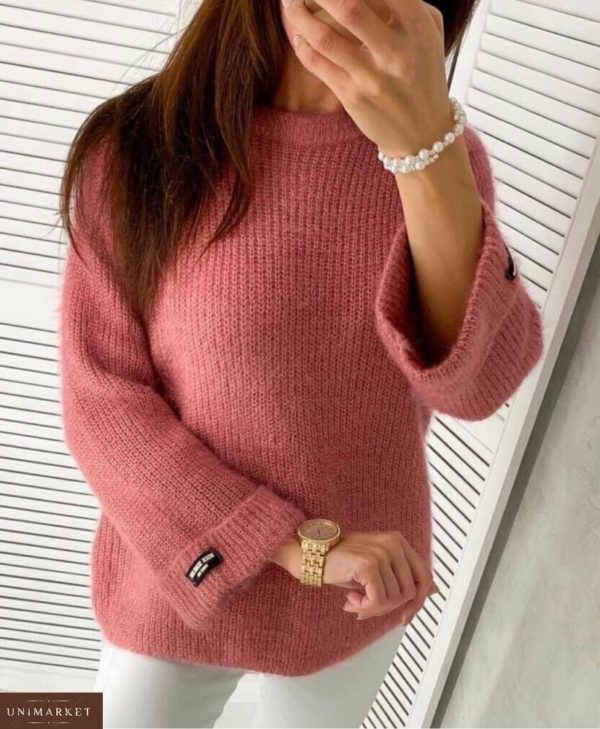 Замовити онлайн фуксія однотонний в'язаний светр (розмір 42-48) для жінок