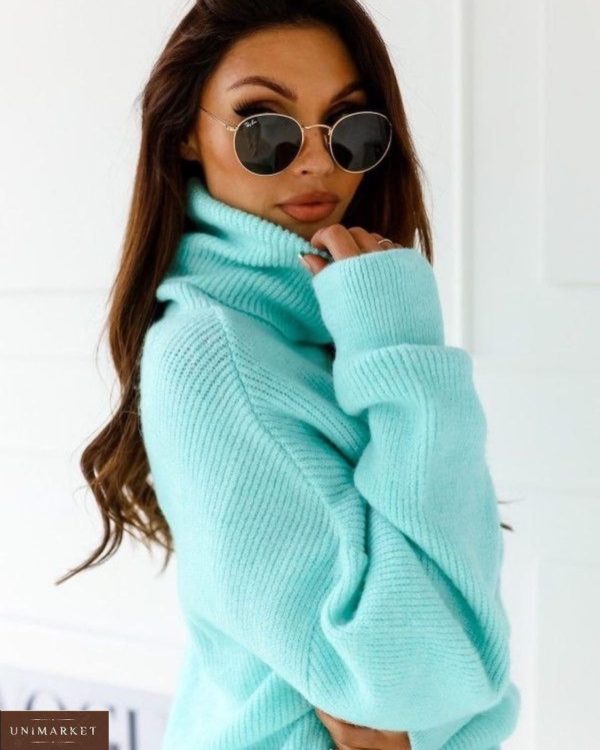 Придбати за знижкою блакитну туніку светр оверсайз для жінок