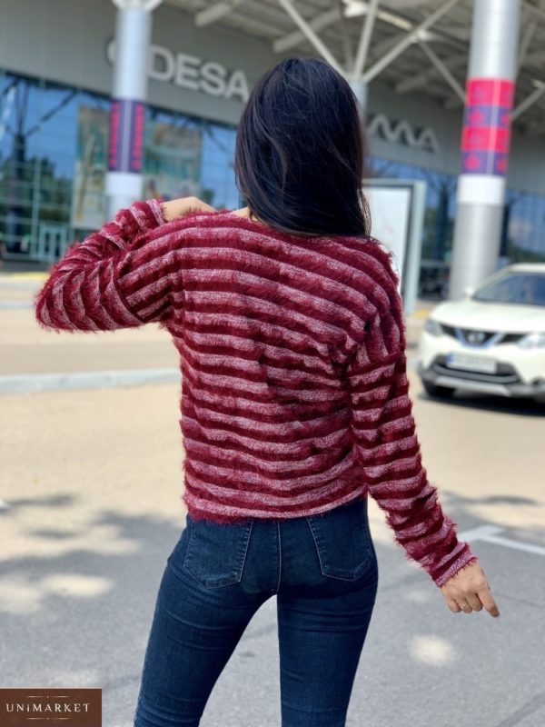 Купити онлайн Марсал светр в смужку з V-подібним вирізом (розмір 42-48) для жінок