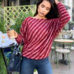 Замовити недорого марсала светр в діагональну смужку (розмір 42-56) для жінок