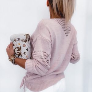 Придбати пудра жіночий светр з затяжками недорого