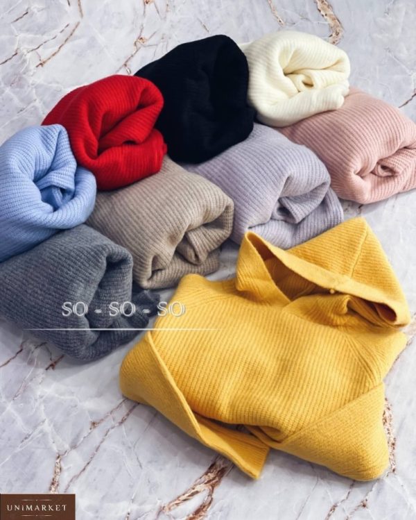 Приобрести разных цветов женский свитер с капюшоном онлайн