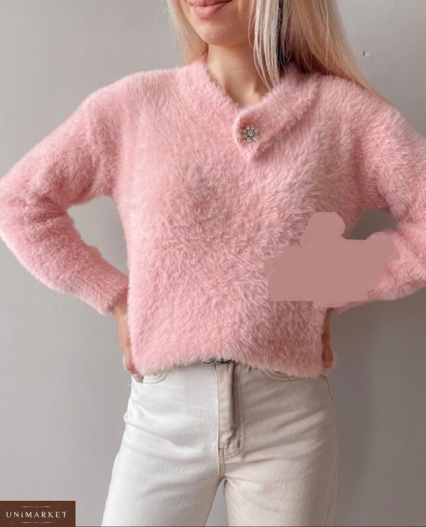 Заказать пудра женский свитер травка с разрезом дешево