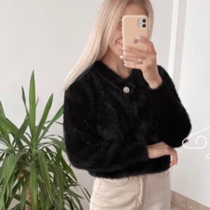 Купити чорний светр трава з розрізом для жінок в інтернеті