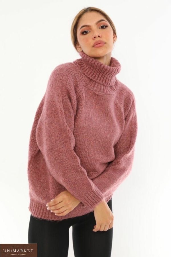 Купить недорого пудра теплый свитер с воротом для женщин