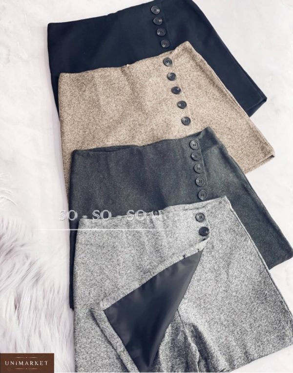 Купить выгодно беж, черный, серый, графит юбку-шорты с пуговицами для женщин