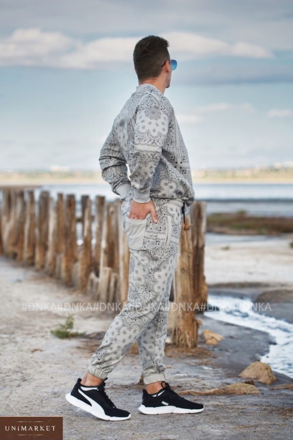 Придбати вигідно сірий чоловічий прогулянковий костюм з принтом (розмір 48-54)