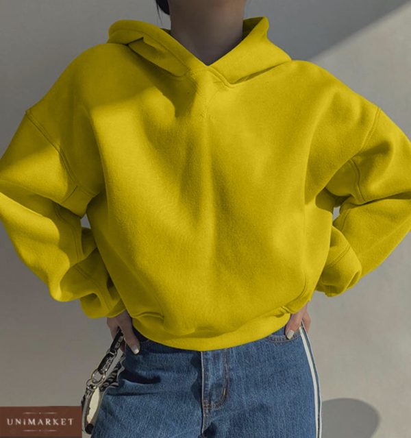 купить женское худи с капюшоном желтого цвета недорого в онлайн магазине
