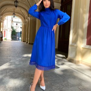 жіноча сукня темно синього кольору однотонна за акційною ціною з осінньої колекції 2021