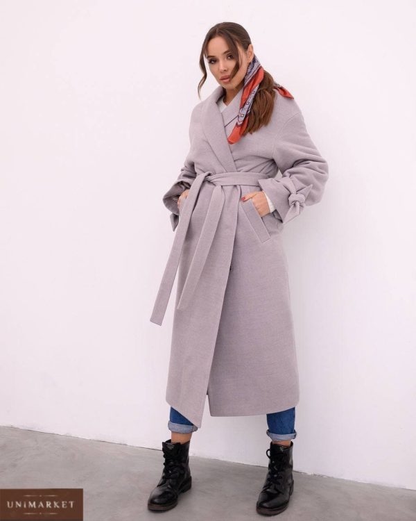 купить женское кашемировое пальто серого цвета на пуговицах по выгодной цене в Unimarket