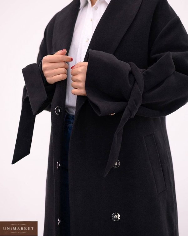 жіноче чорне пальто довге на ґудзиках із кашеміру недорого зі швидкою доставкою