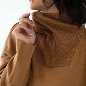 женская кофта с длинным рукавом коричневого цвета по низкой цене в онлайне