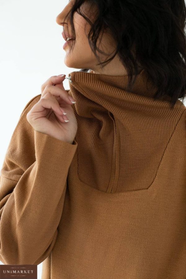 женская кофта с длинным рукавом коричневого цвета по низкой цене в онлайне