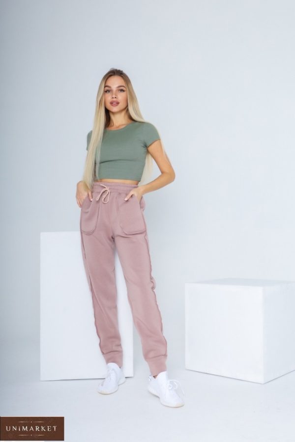 Купити мокко жіночі теплі штани з тринитки (розмір 42-48) в Україні